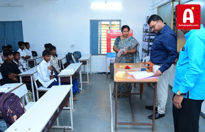 తెలకపల్లి జెడ్పీహెచ్ఎస్ లో కలెక్టర్ బాదావత్ సంతోష్ తనిఖీ; 100% హాజరుకు ఆదేశం