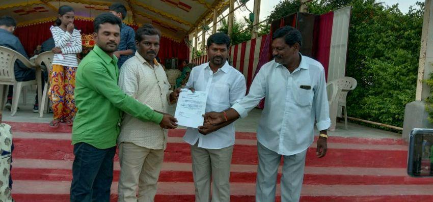 MLA giving cm relief fund to the farmer's