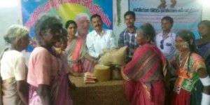 Rtd foundation distributing food ingredients to the poor people in achampeta